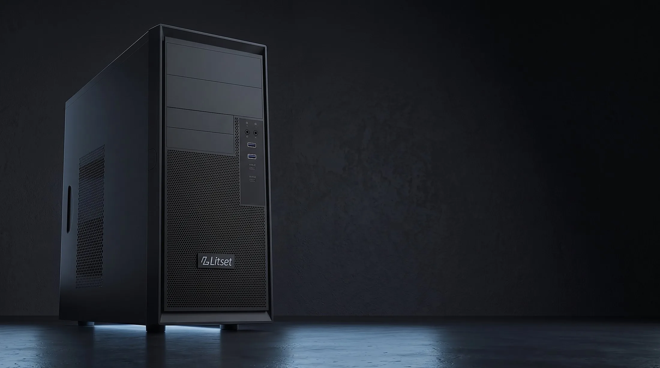 Litset black computer tower cabinet